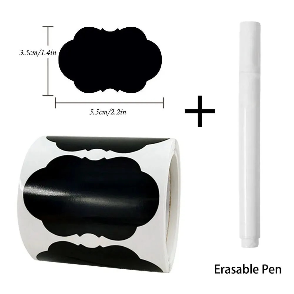 120Pcs/Roll 3 Styles Removable Blackboard Stickers with Erasable Pen Waterproof