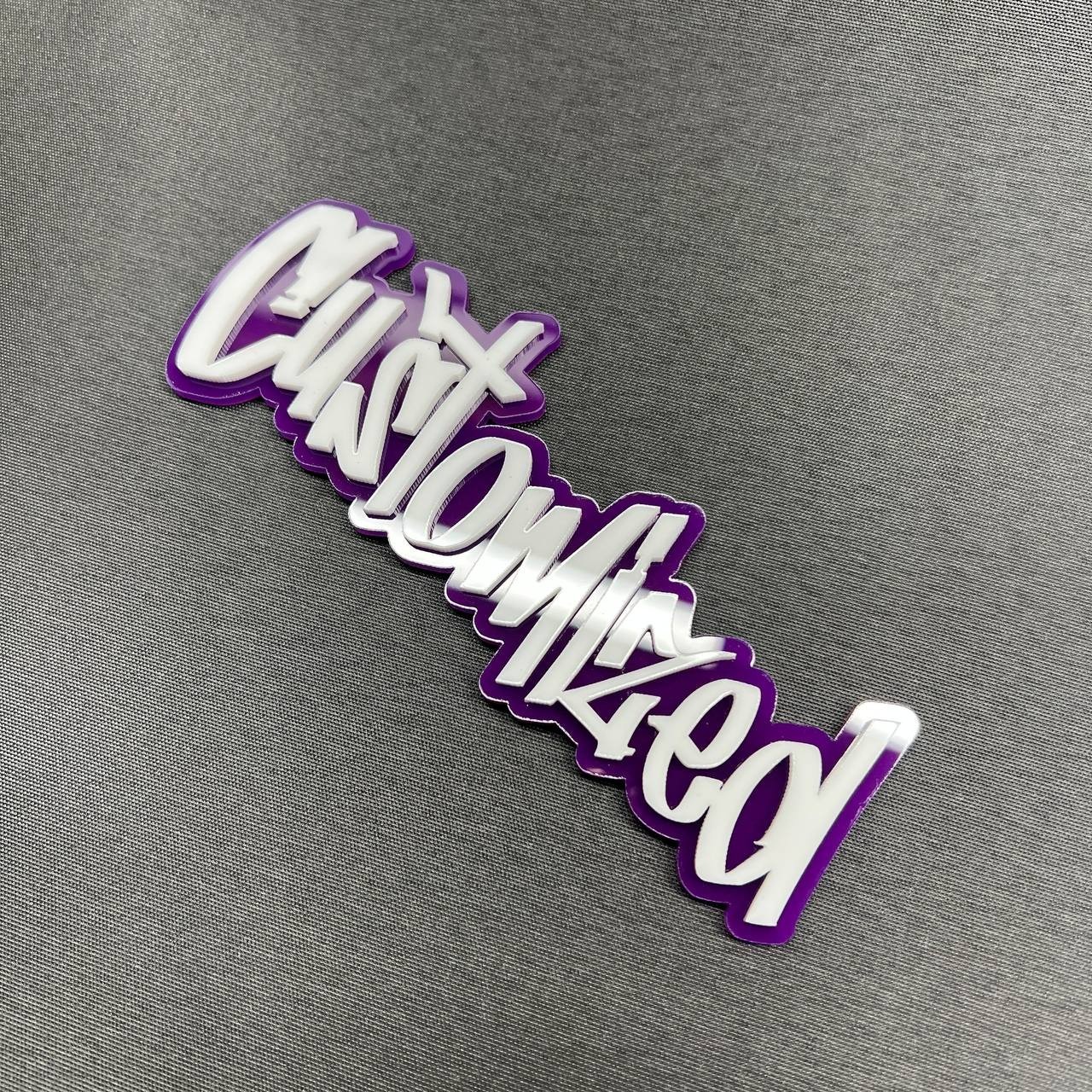 1X Custom Graffiti Font Acrylic Emblem Multicolor Personalized Car text Badge