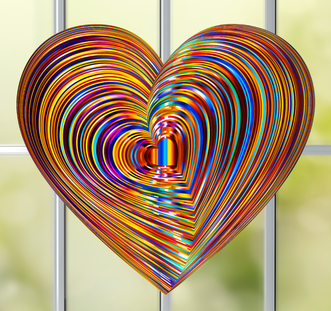 Prismatic Heart WINDOW CLING Size 9.1″ Repositionable Vinyl