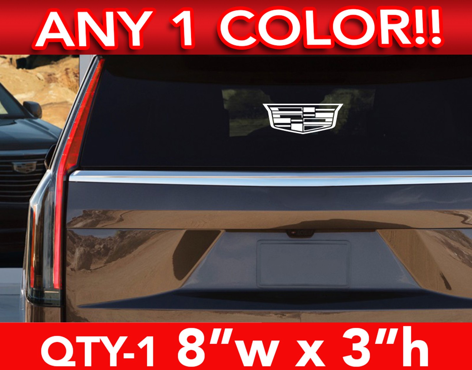CADILLAC ESCALADE MODERN LOGO CT5 CT4 XT6 DECAL STICKER 8″w x 3″ ANY 1 Color