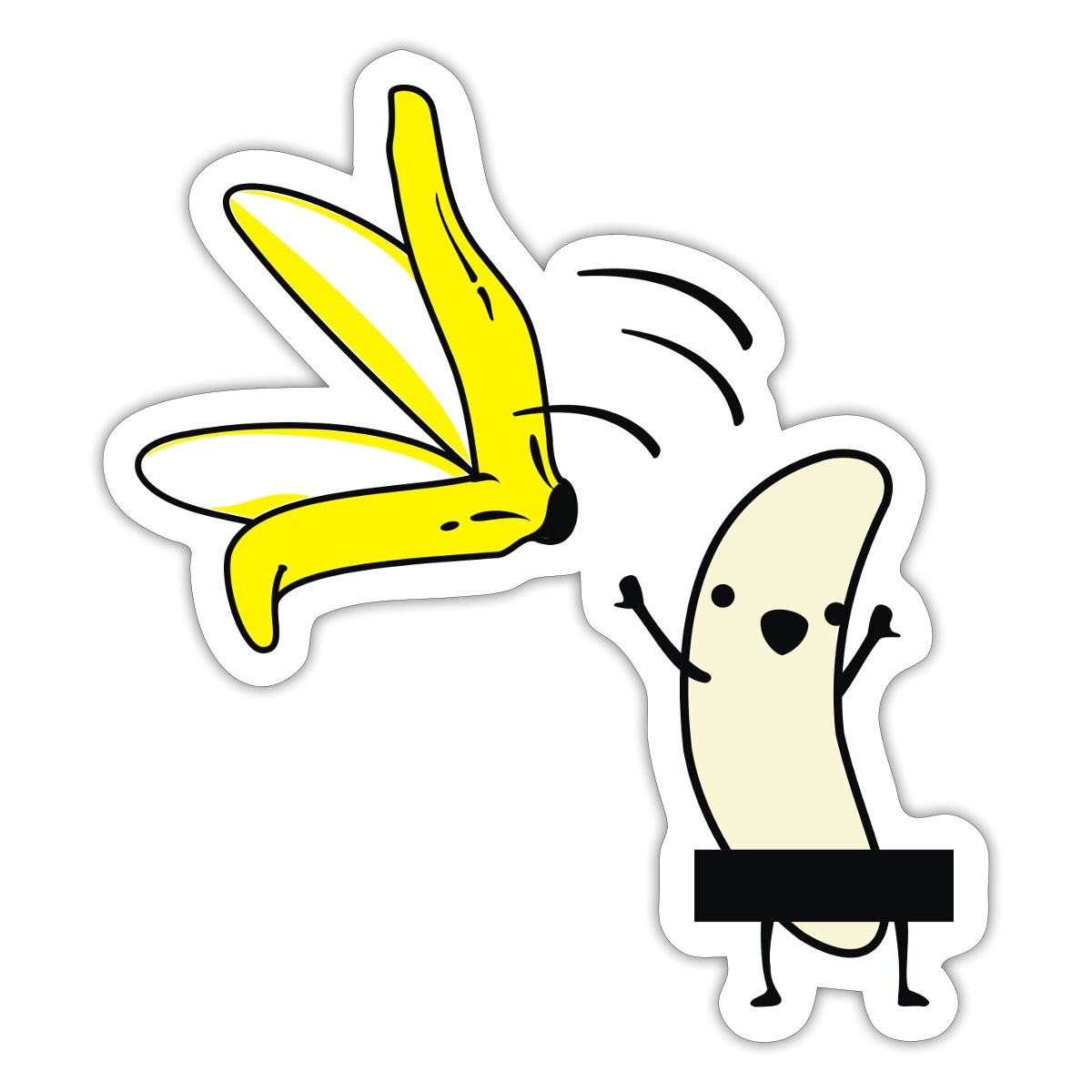Naked Banana Striptease Censored Sticker, max. 4 x 4″