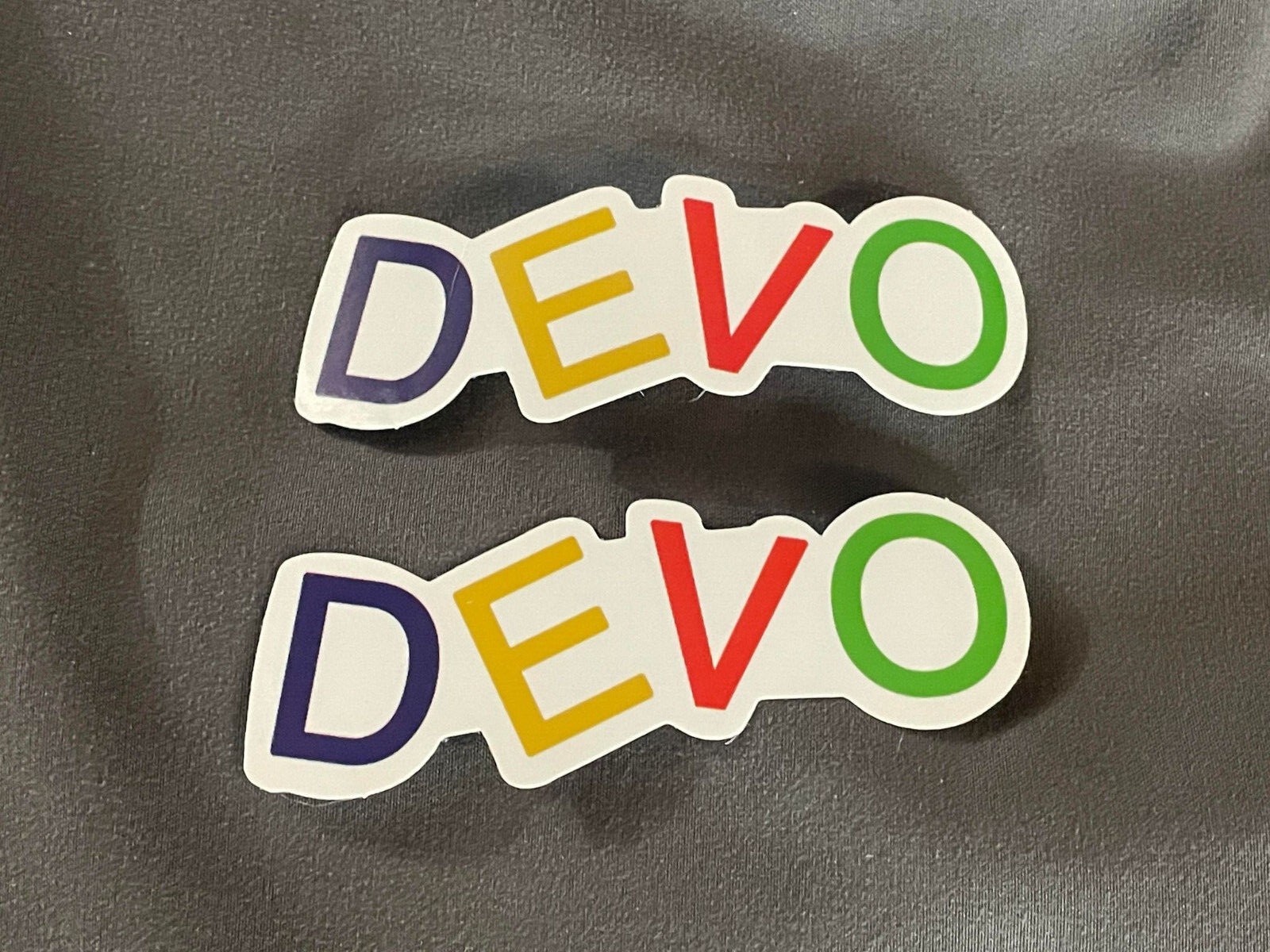 Lot (2) DEVO 1″ x 3 1/2″ Band STICKERS FAST! FREE SHIP! Whip it Good