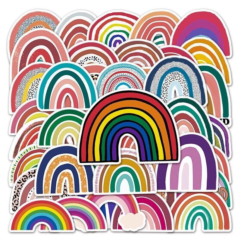 RAINBOW Vinyl Stickers [Set C] BRIGHTS ~ Waterproof Laptop Water Bottle Decals