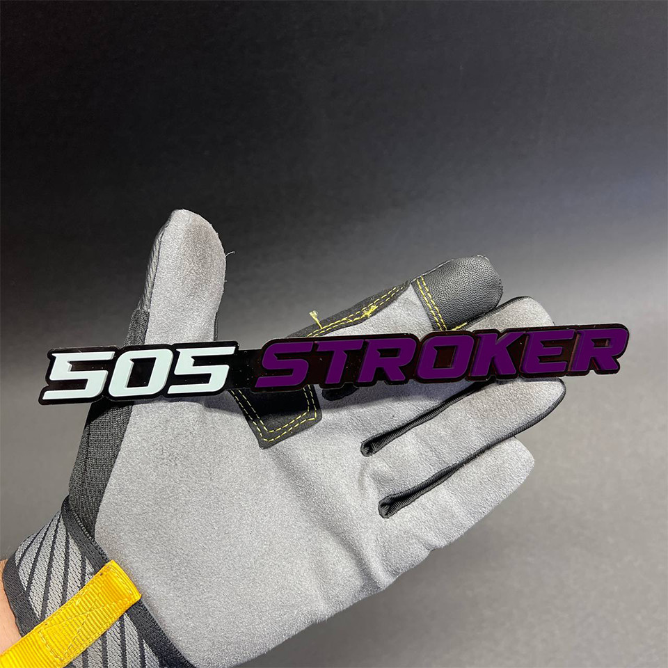1X 505 stroker Custom 3D Car Fender Emblem Acrylic Badge Gray / PURPLE / black