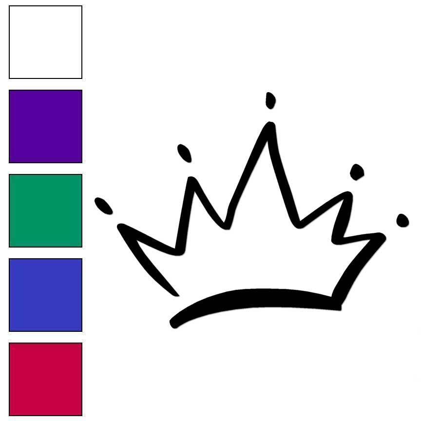 Crown Line Drawing, Vinyl Decal Sticker, Multiple Colors & Sizes #6386