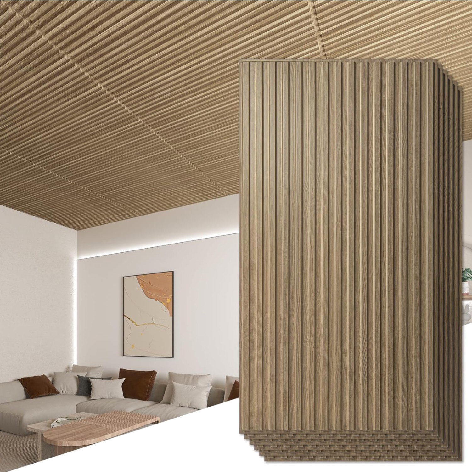 6-Pack 3D Slat Design PVC Wall Panels for Transformative Interior Decor