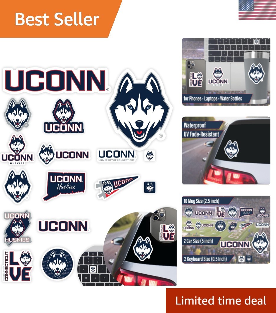 UConn Stickers for Gift, Car, Water Bottle, Laptop, and Phone for Connecticut…