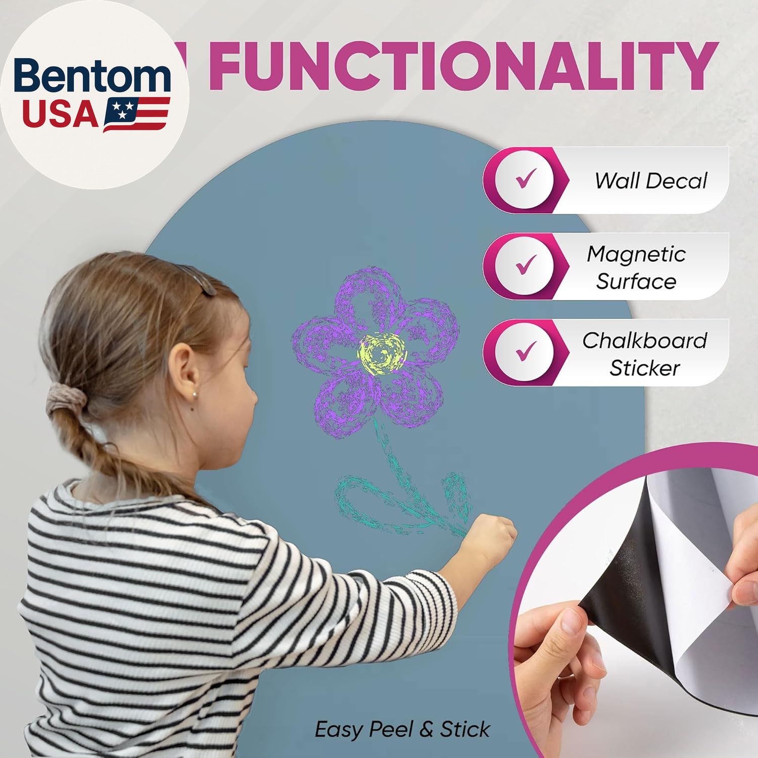 Arch Magnetic Wall Decal – 40″ X 18″ Matte Finish Chalkboard Sticker for Wall –