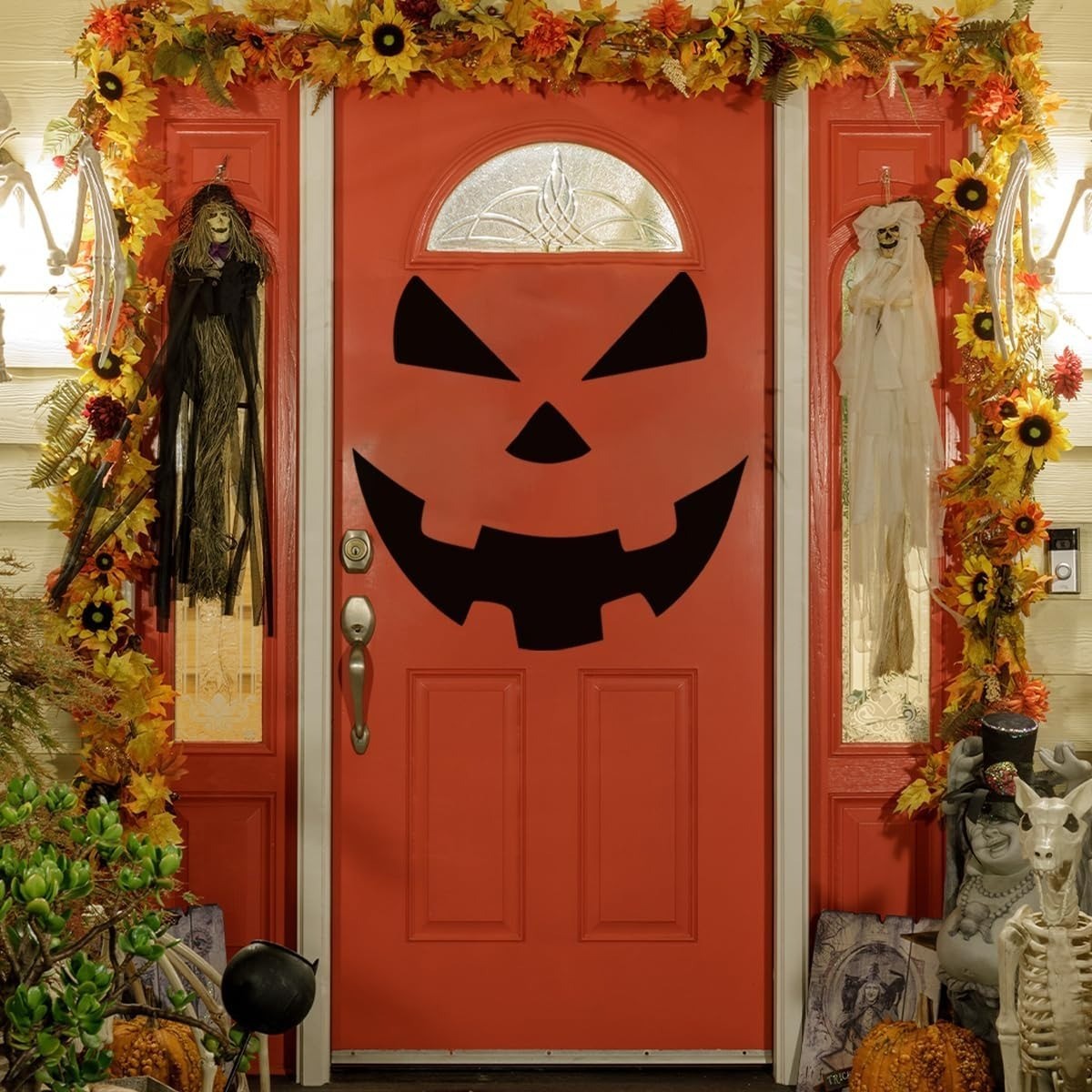 Halloween Face Door Decal Removable Window Sticker Indoor Outdoor Party Decor