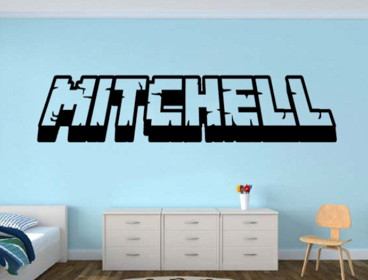 3′ Gamer My Name decal Minecraft inspired name 3d looking Wall Vinyl Decal decor