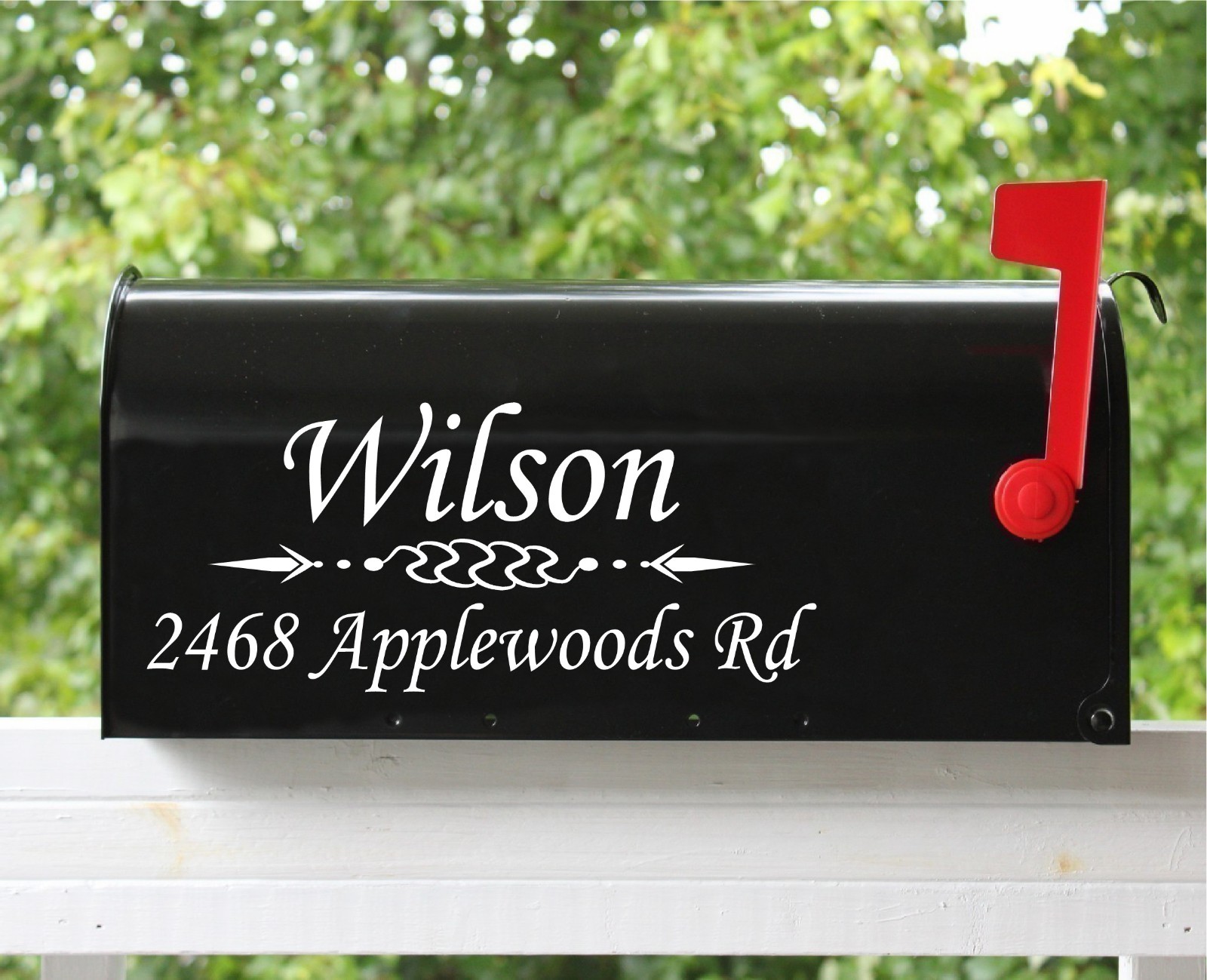 Set of 2 Mailbox Decals 11″x4.75″ – Geometric Name Address Stickers- 12 Fonts
