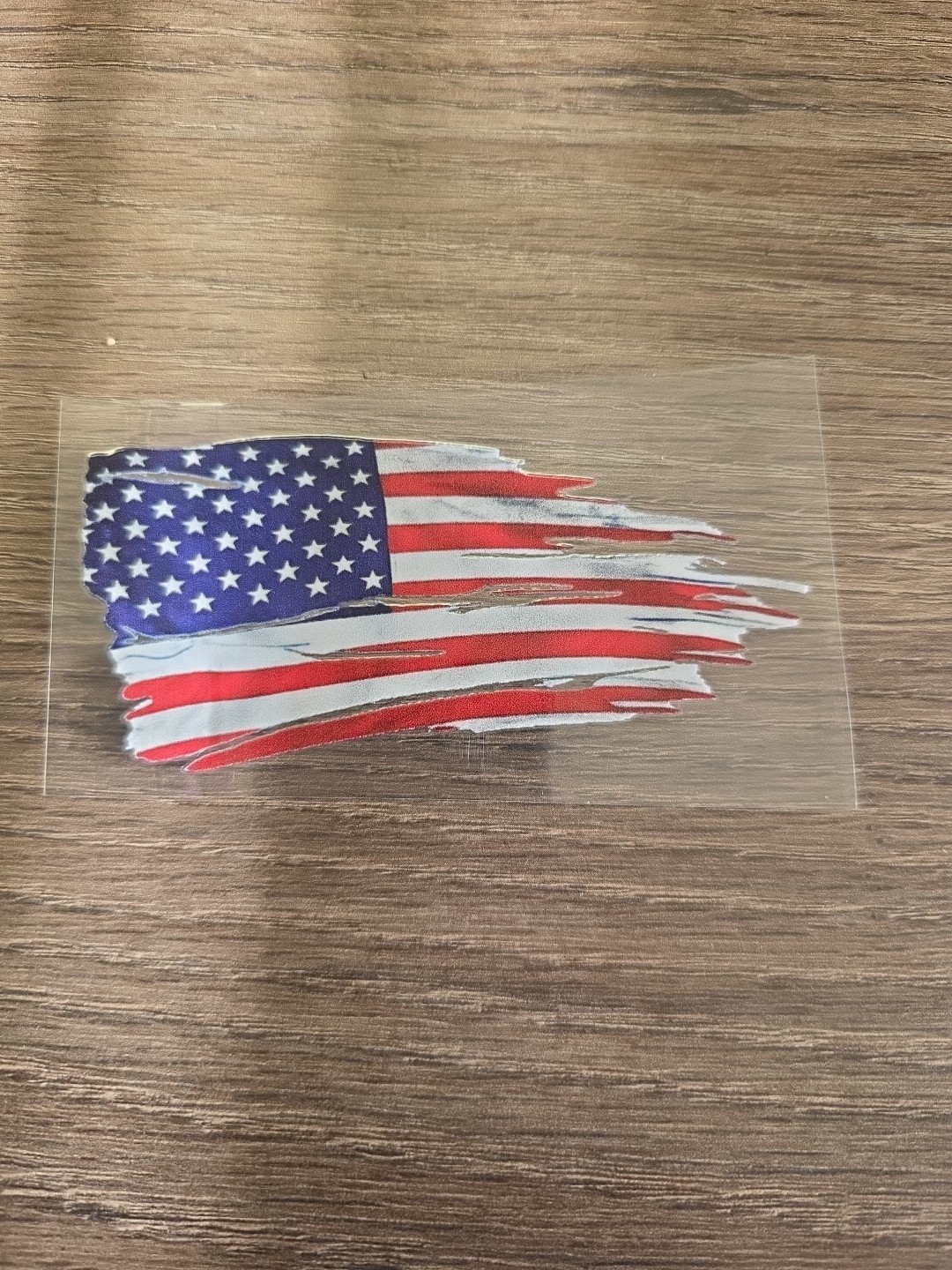 Tattered American Flag UV DTF Sticker Decal In Color USA Waterproof