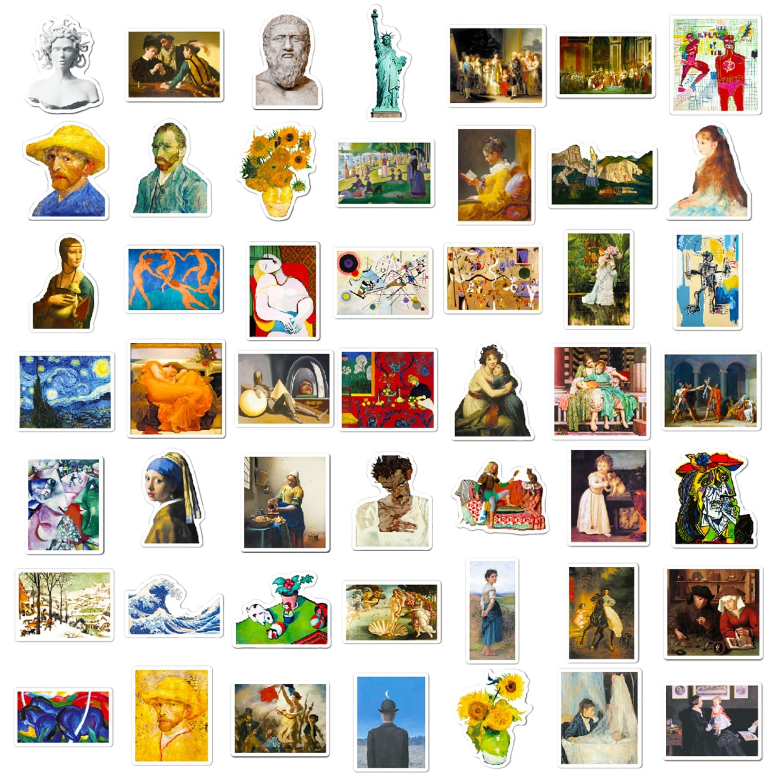 Retro Famous Art Painting Stickers Pack, 100 Pcs Vinyl Oil