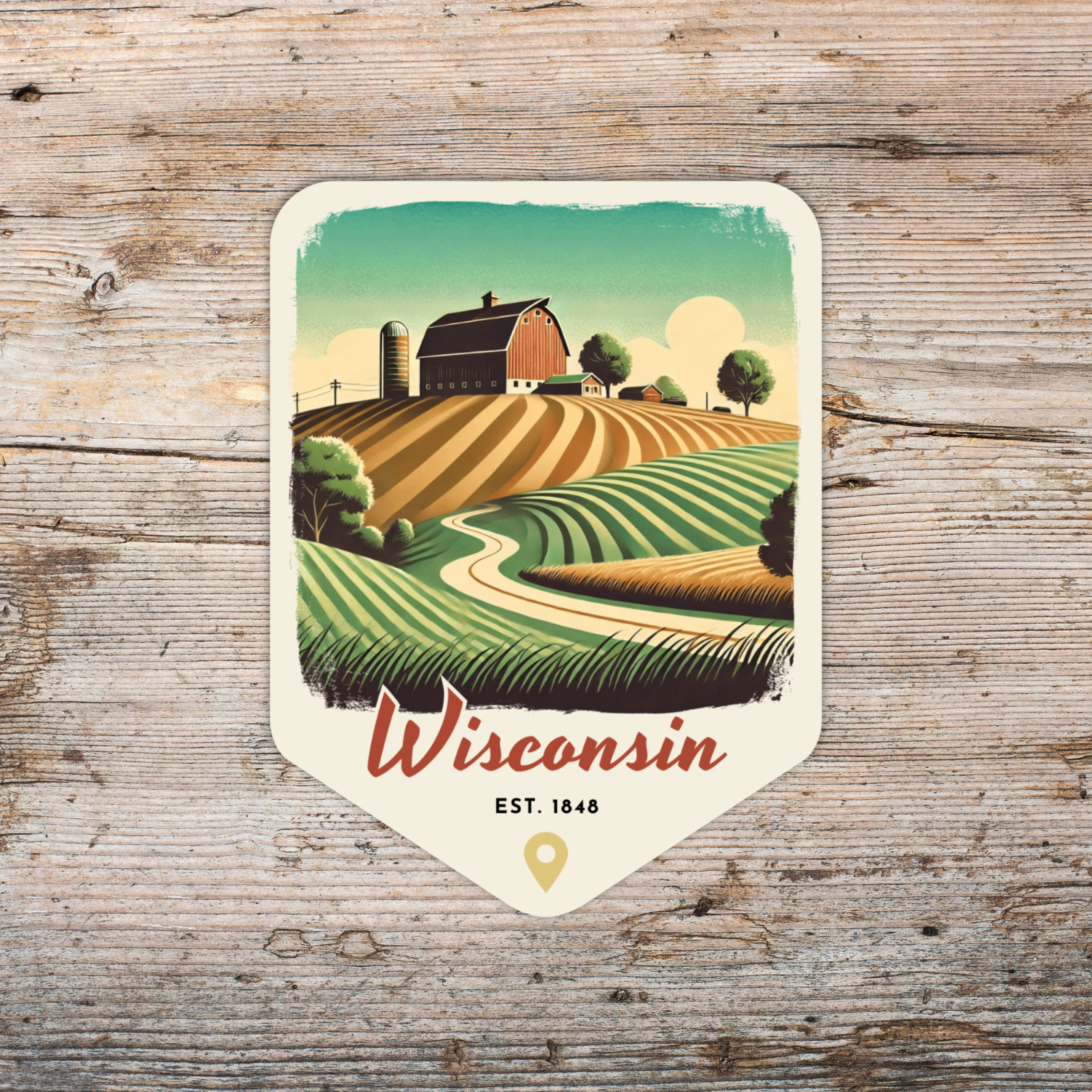 Wisconsin Retro State Sticker Travel Vinyl Decal for Laptop Water Bottle Car