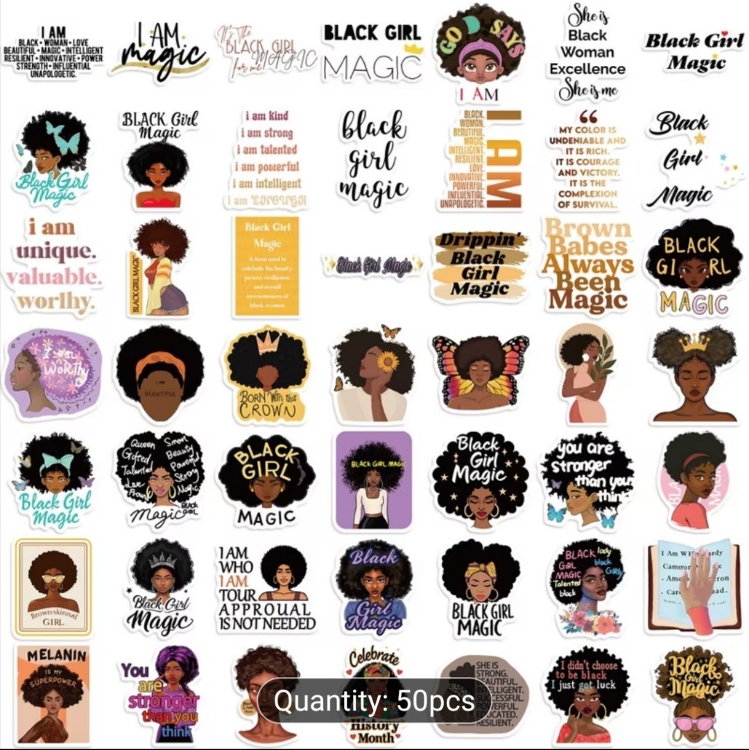 20 PCS Melanin Poppin’ Black Girls Women of Color Stickers BRAND NEW 2nd Set