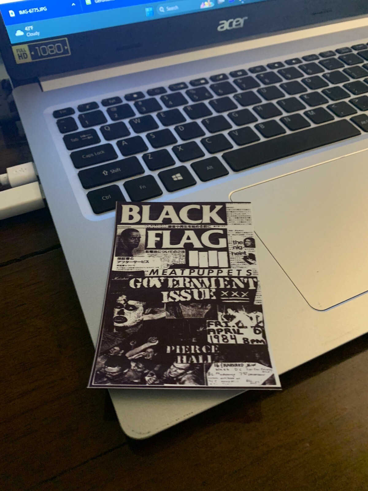 Concert Poster Sticker Black Flag / Meat Puppets 1984