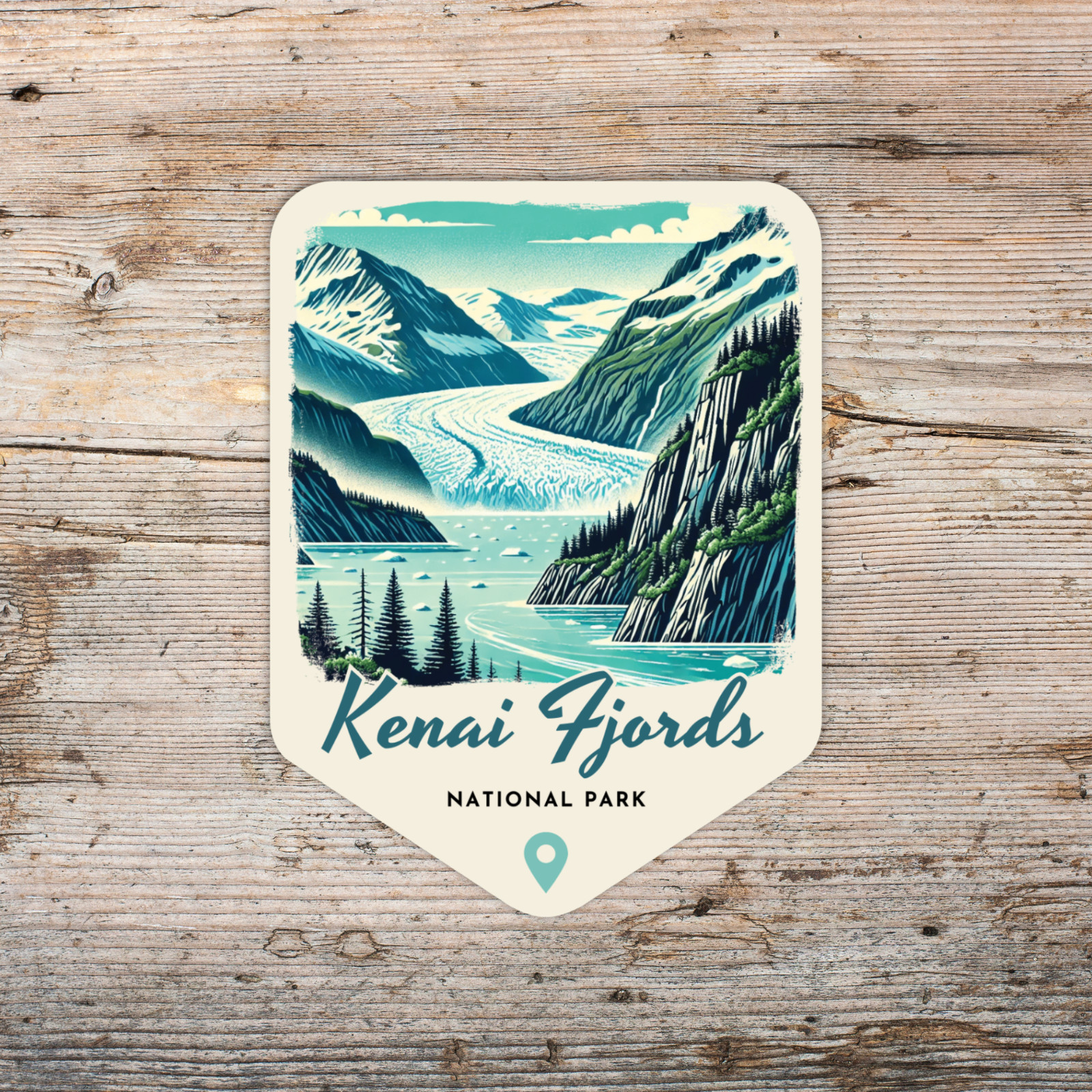 Kenai Fjords National Park Alaska Sticker Retro Style Waterproof Decal