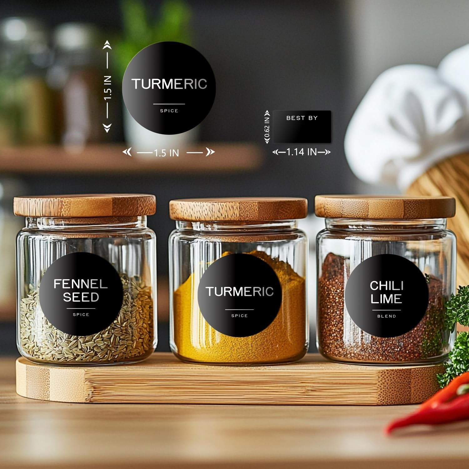 245 Spice Jar Labels – Round Preprinted Minimalist Waterproof Stickers for Ki…