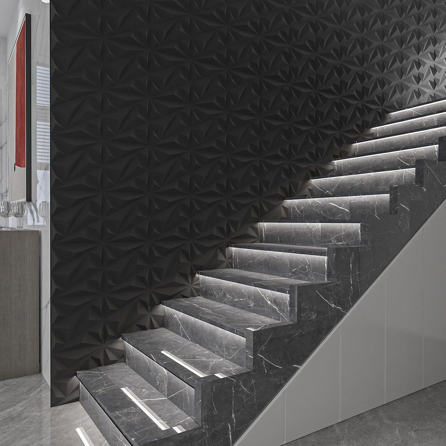 33 Pack 3D Wall Panel Diamond for Interior Wall Décor, PVC Flower Textured Wall
