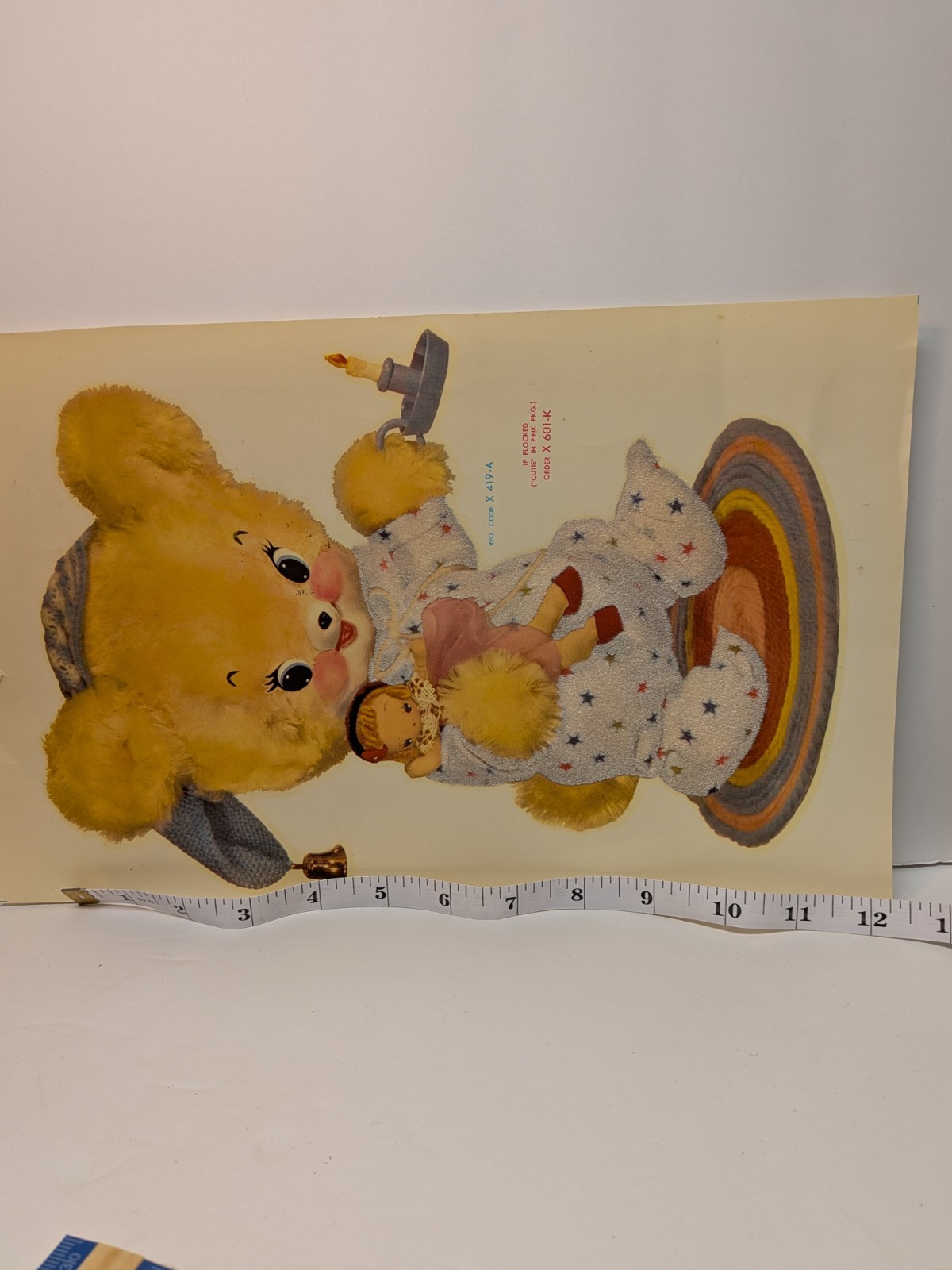 3 Vtg 60’s Anthropomorphic Bears & Lamb CUTIES Decals Meyercord Fuzzy Wall Decor