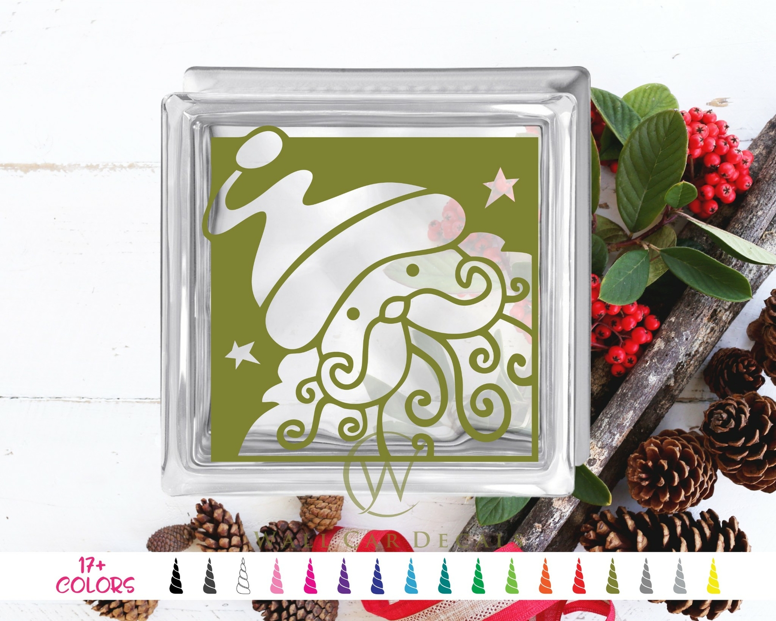 Santa Clause DIY Glass Block Decal Christmas Crafts Sticker Holiday Shadow Box A