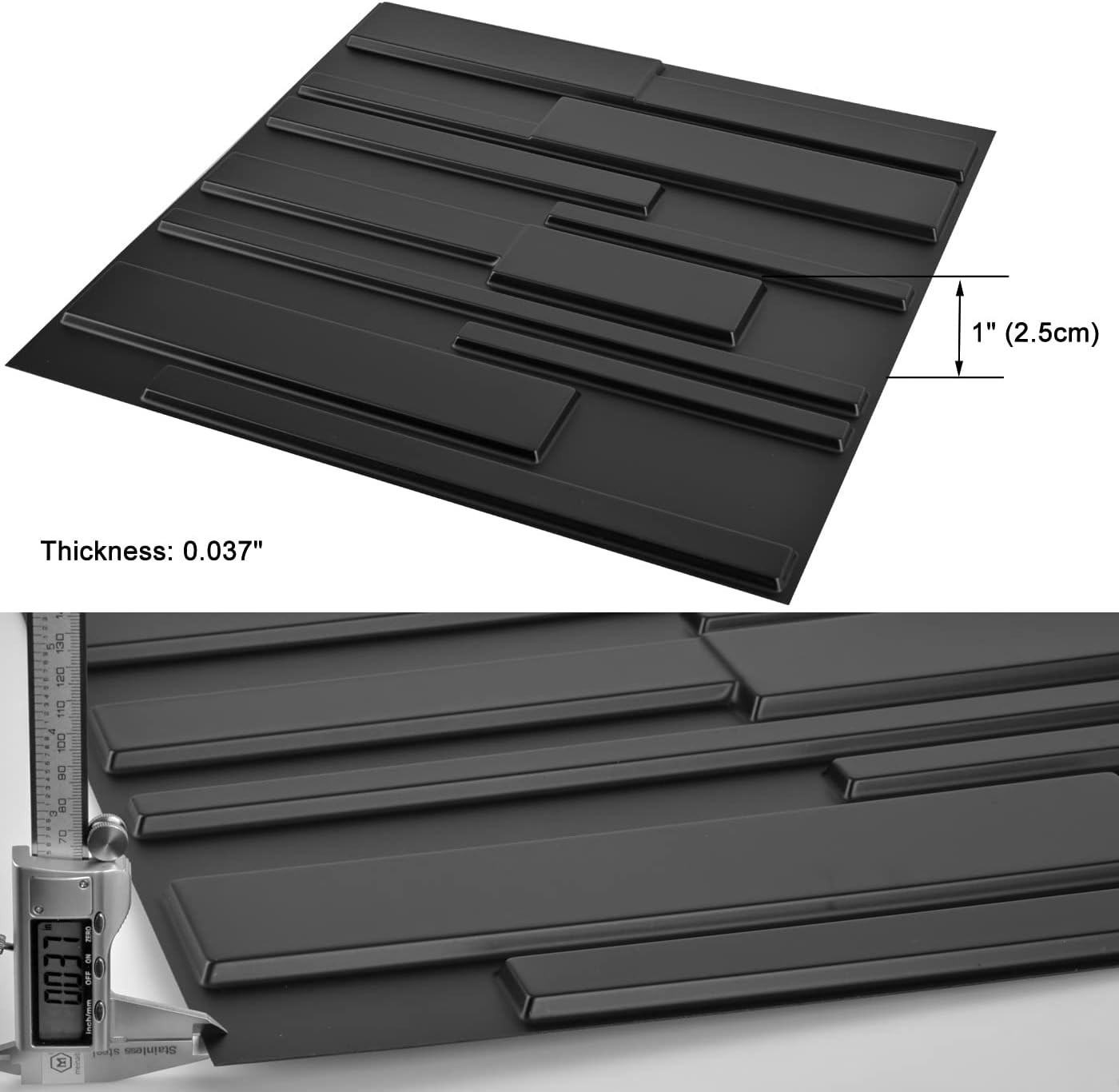 Transform Your Space with 12 Carbon Black 3D Wall Panels, 19.7 x 19.7 Inches