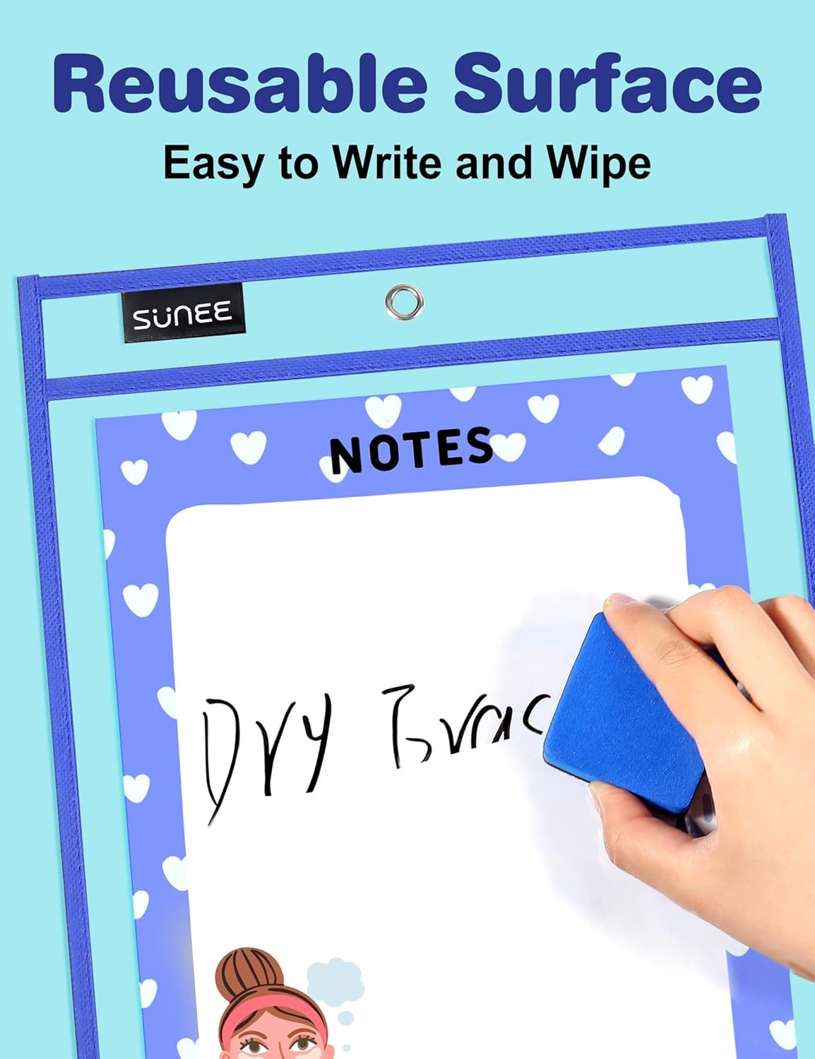 SUNEE 30 Packs Oversized Reusable Dry Erase 10″x14″ – 30 pcs, 10 Colors