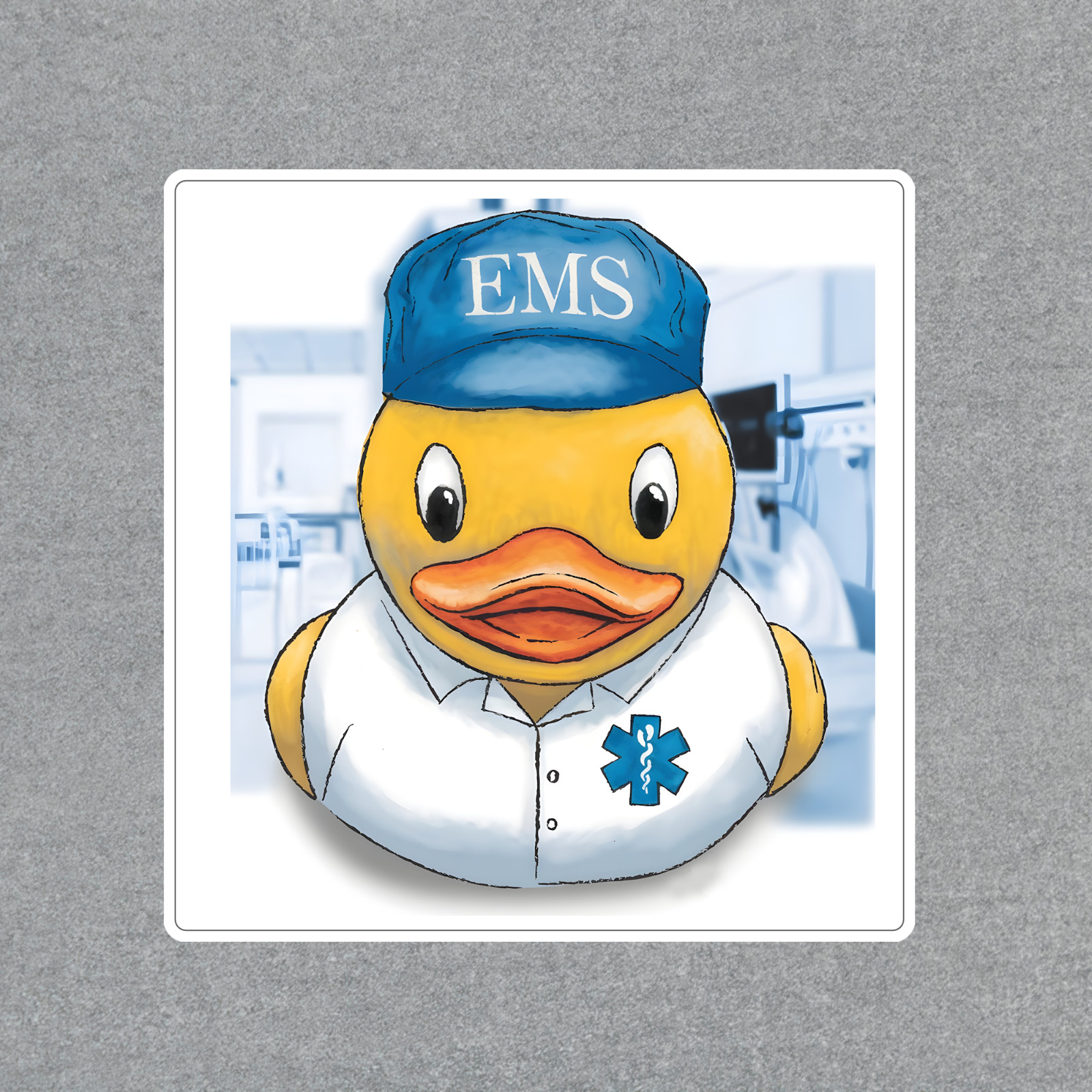 Cute EMS Duck Sticker – Adorable Rubber Ducky with Medical Uniform #867