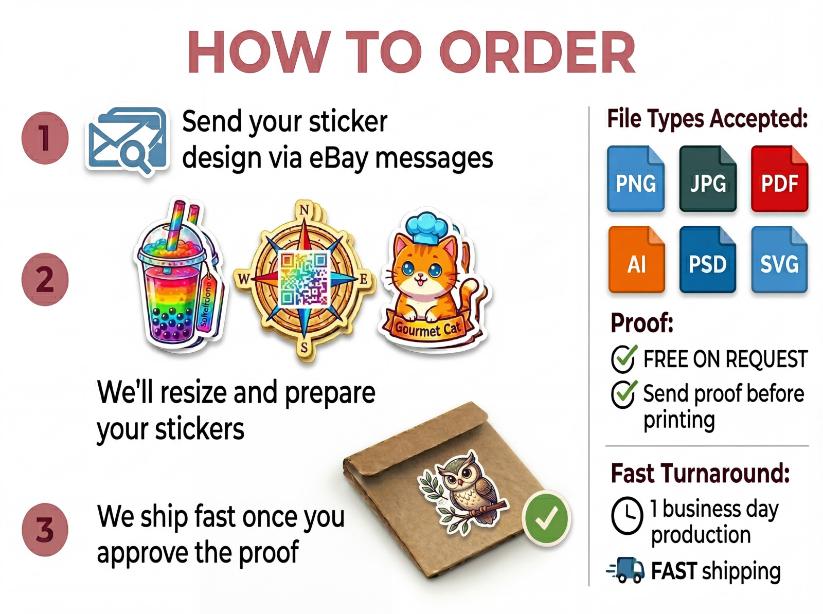 Custom Vinyl Logo Stickers Full Color Waterproof UV Resistant 2″-20″ Upload Art