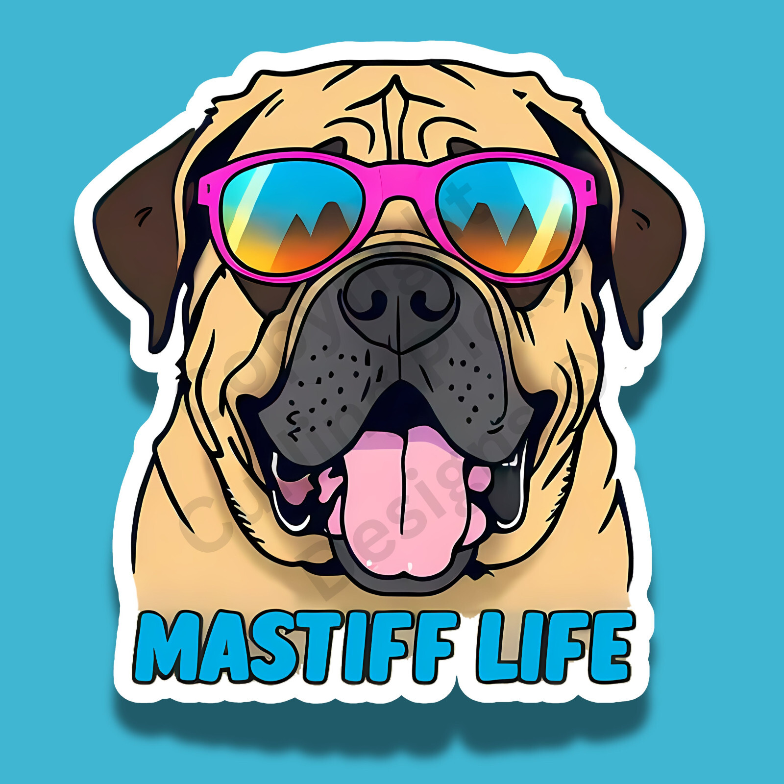 English Mastiff Life Wearing Sunglasses Cute Funny 3″ Vinyl Sticker