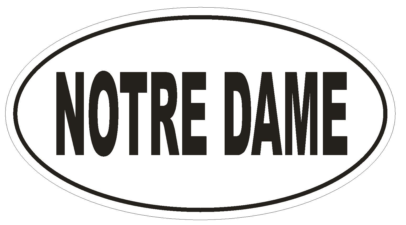 NOTRE DAME Oval Bumper Sticker or Helmet Sticker D1831 Euro Oval University