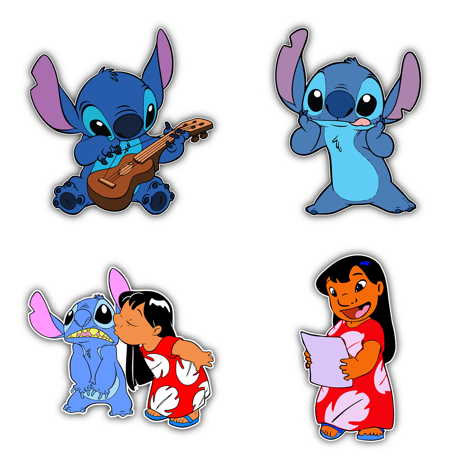 Lilo & Stitch Cartoon Set Of 4 Vinyl Sticker Decal – 5” longer side ID:7