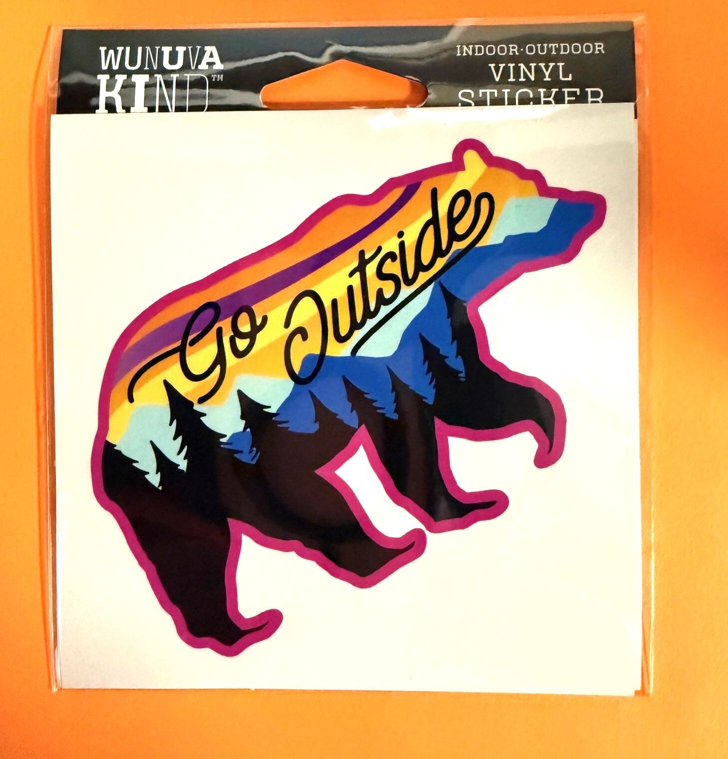 GO OUTSIDE GRIZZLY BEAR SHAPE 4″ VINYL DECAL STICKER FREE SHIPPING