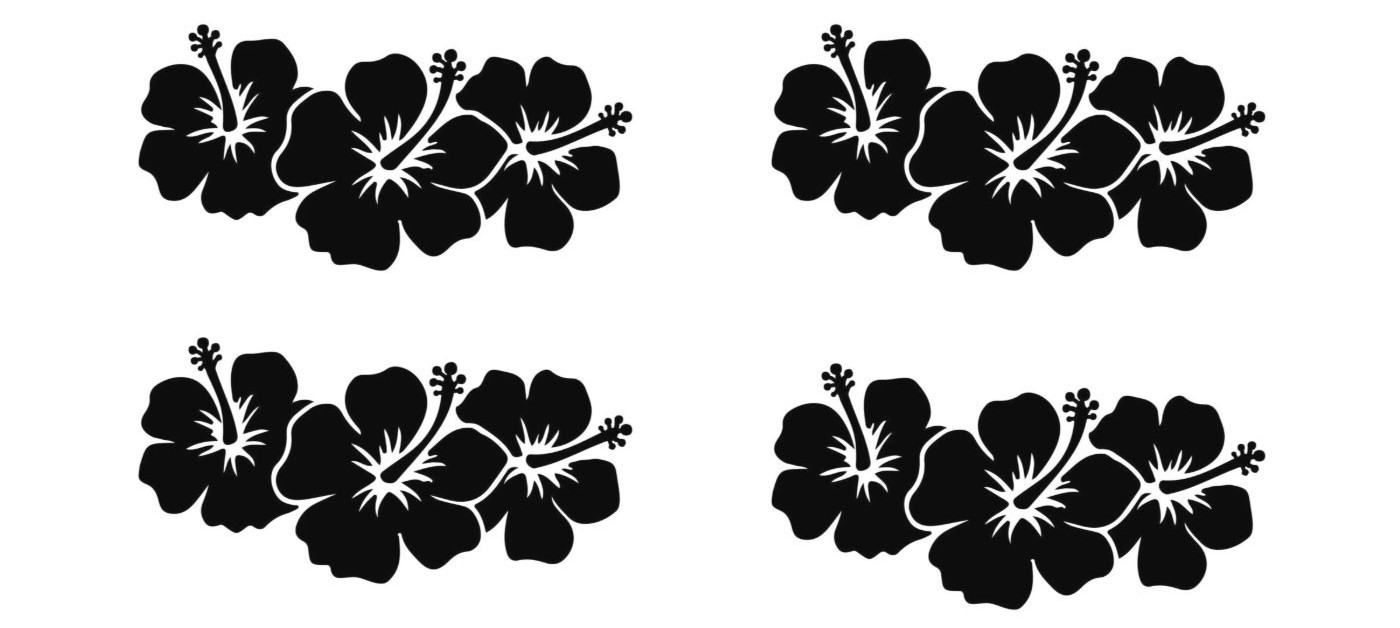 Hibiscus Flowers Four 5″ Vinyl Decal Car Truck Window Any Flat Surface