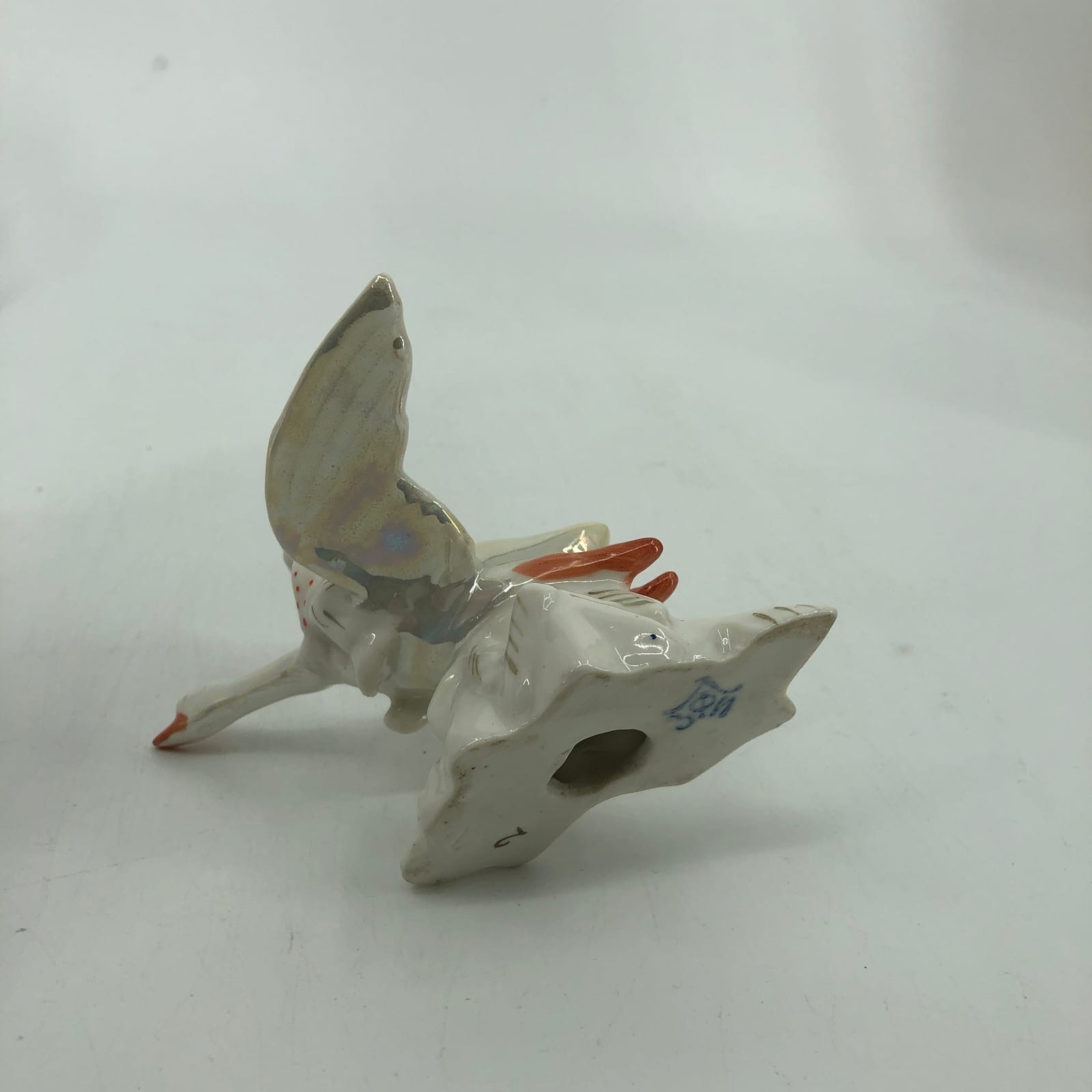 Classic White and Orange Vintage Glass Goose | Ideal for Any Occasion