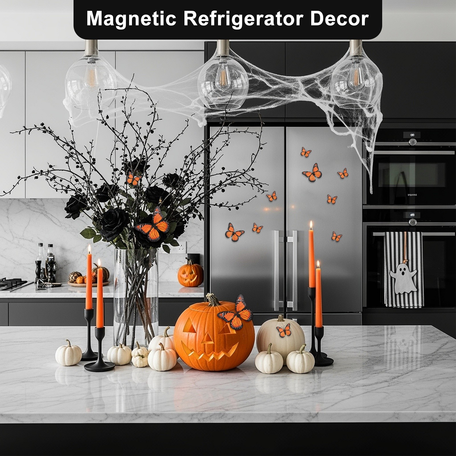 24pcs 3D Monarch Butterfly Decorations, for Wall [Orange, 10x8cm]
