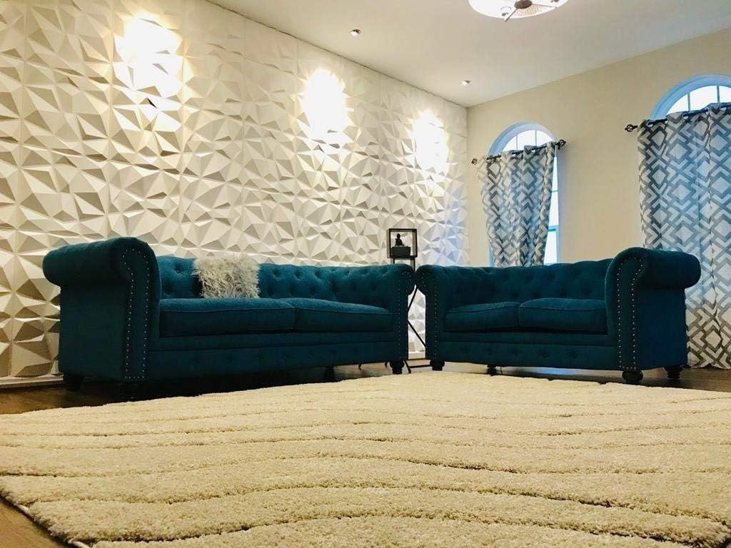12 Pack 3D Diamond Design Wall Panels 19.7″x19.7″ PVC Panel for Interior Wall…