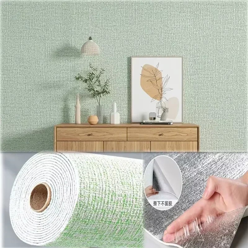3D Self-Adhesive Linen Wallpaper Waterproof Wall Sticker Home Decor