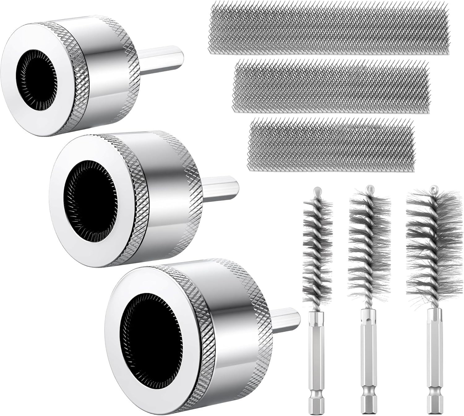 1/2″&3/4″&1″ Copper Pipe Cleaner for Drill with 1/4″ Hex Shank & Brush Blades &