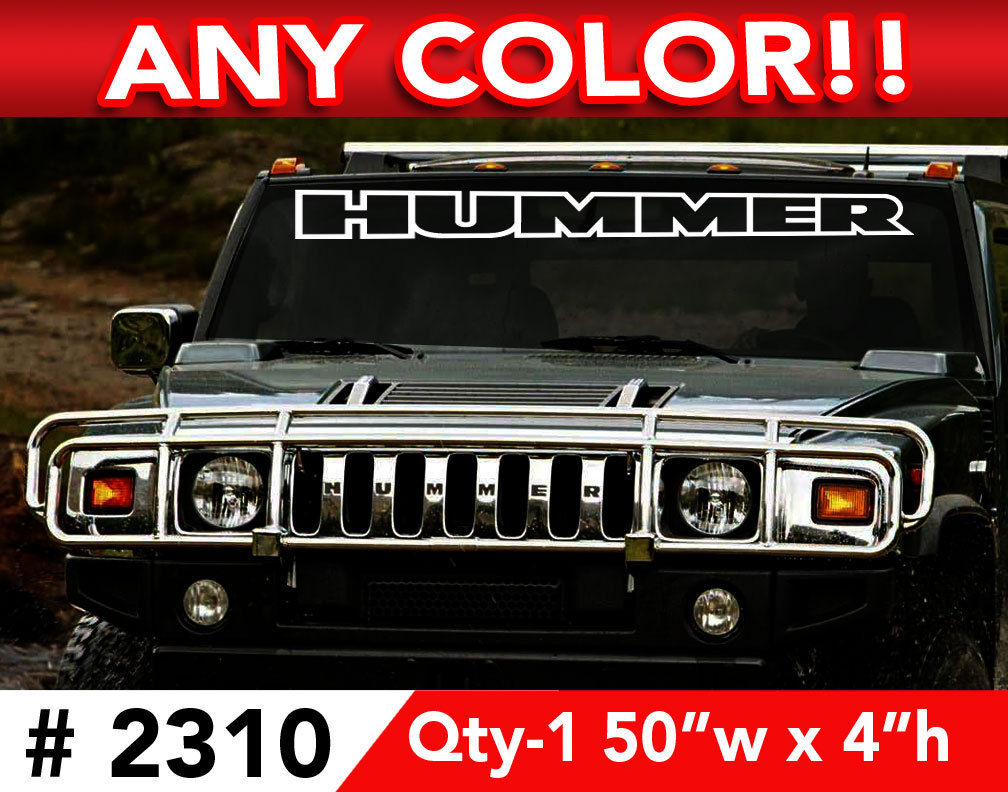 HUMMER OUTLINE WINDSHIELD DECAL STICKER 50″ x 4″ ANY 1 COLOR