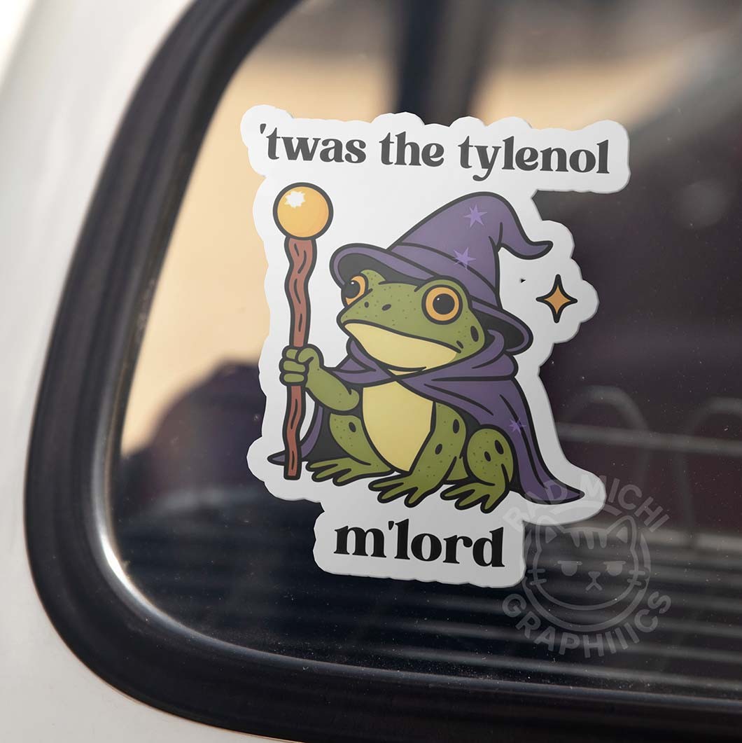 Tylenol Wizard Frog– Funny Kawaii Cute Frog Meme Sticker | Made in USA No.141
