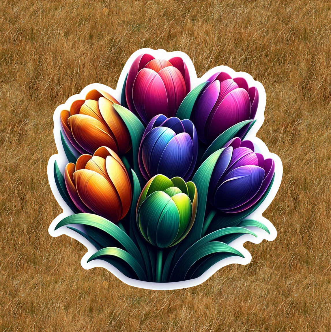 Beautiful colorful tulips 100% waterproof vinyl sticker decal – many sizes
