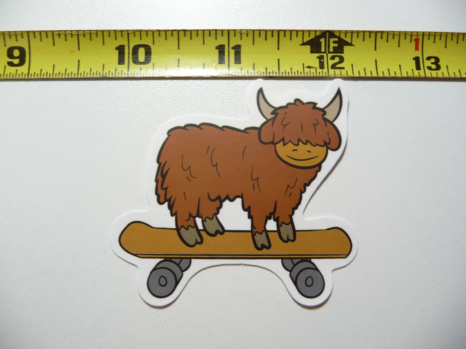 HIGHLAND COW CATTLE SKATEBOARDING SMALL STICKER DECAL FARM RANCH LIVESTOCK