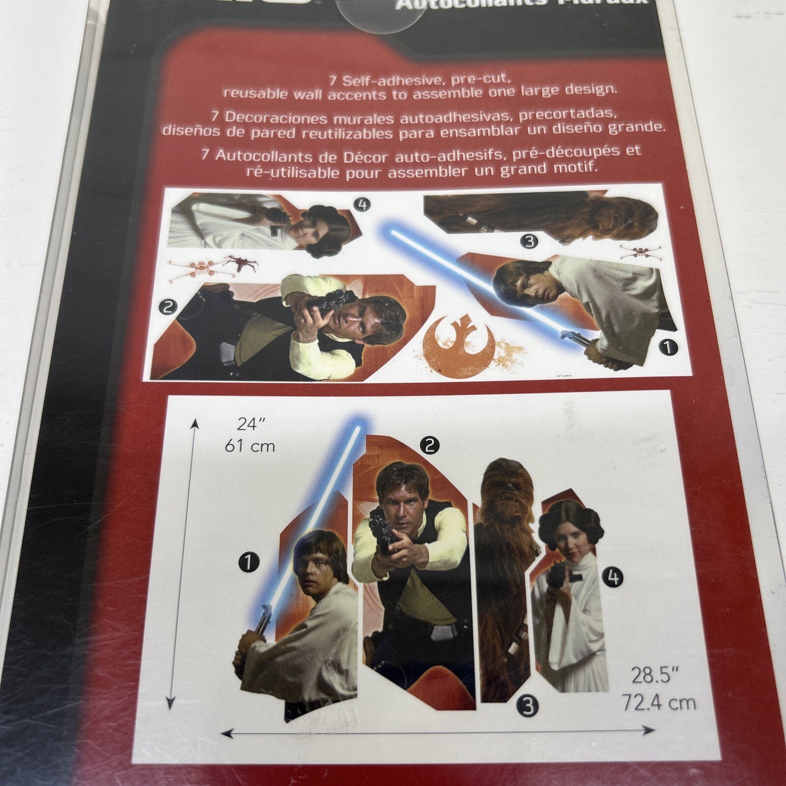 STAR WARS Classic Peel & Stick Wall Decals Removable Stickers 7 Total New USA