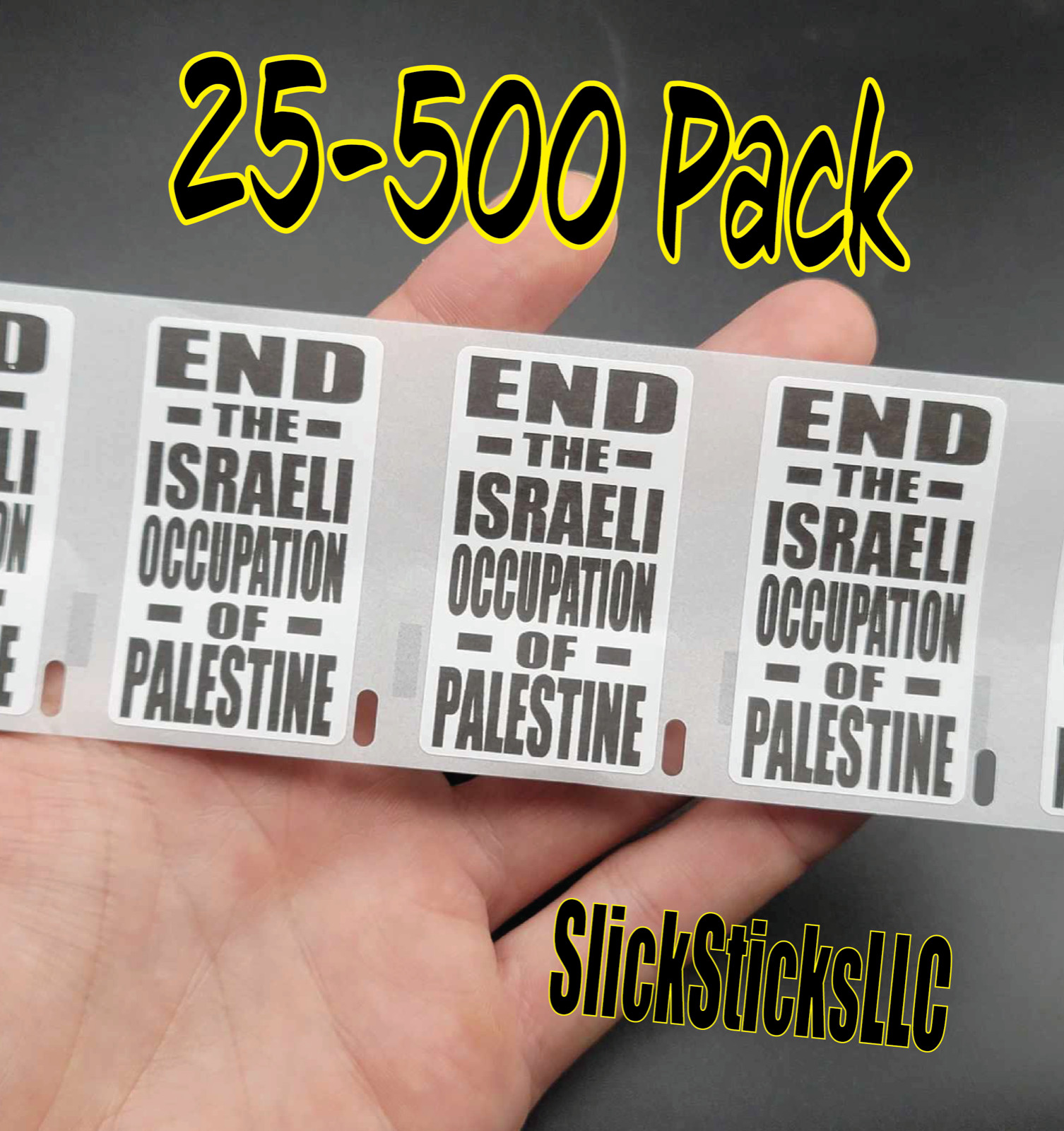 “END THE ISRAELI OCCUPATION OF PALESTINE” 25-500 Pack stickers Gaza bulk lot