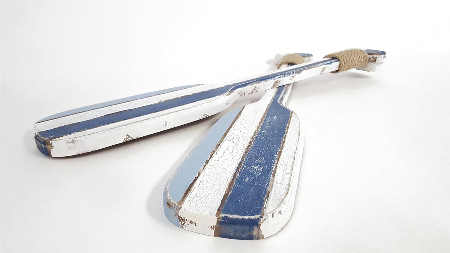 Charming Blue and White Rustic Wall Decor – Double Oar MDF Hanging Art