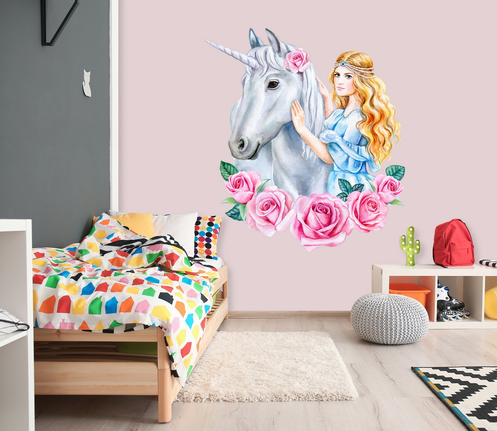 3D Unicorn Girl G452 Animal Wallpaper Mural Poster Wall Stickers Decal Honey