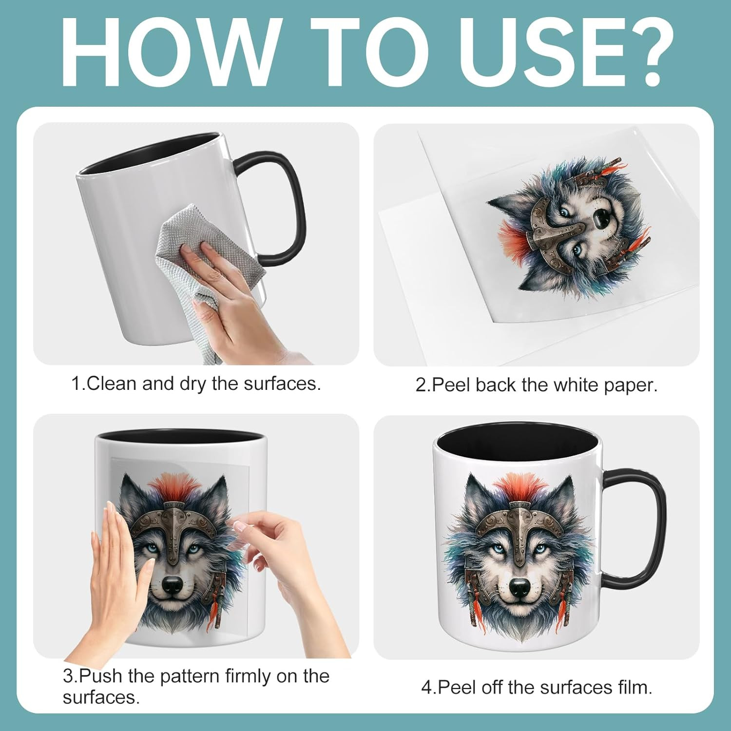 UV DTF Stickers – 12 Sheets Artic Wolf UV DTF Cup Wrap for Coffee Mugs Glass, DI