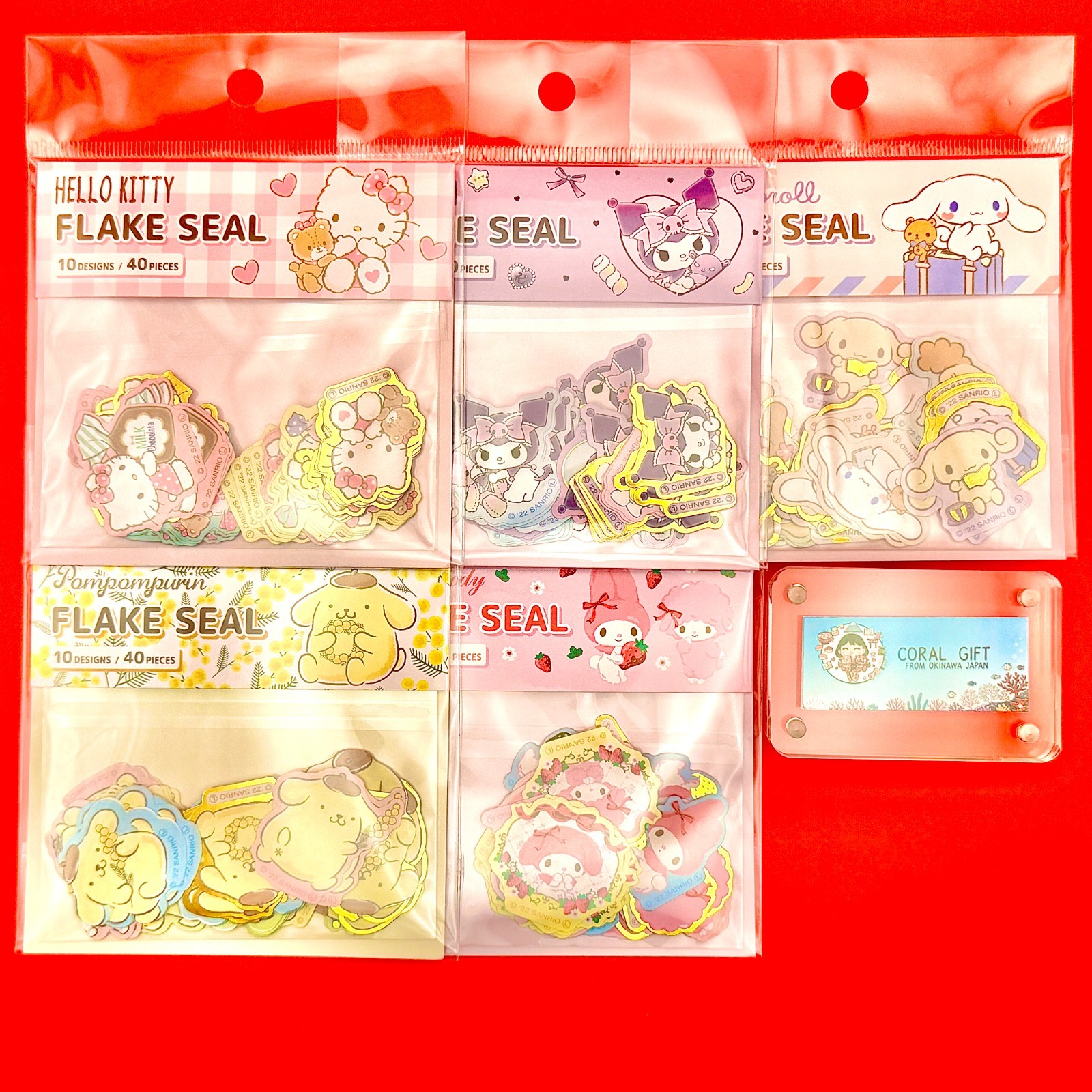 Sanrio Characters Flake Seal Sticker 200pcs 5 Pack Set Hello Kitty Kuromi Japan
