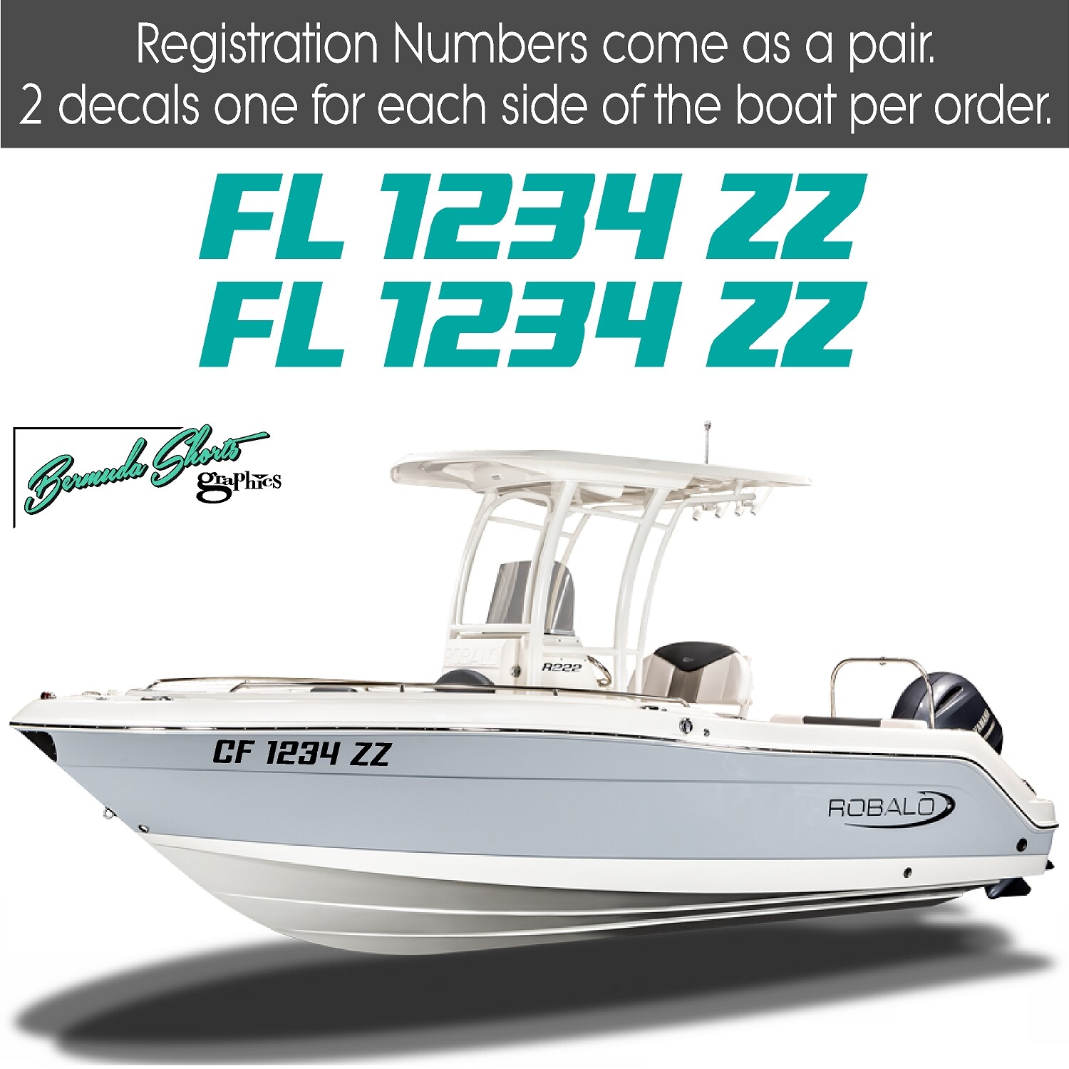 Boat Registration Numbers & Letters 2 Pack Custom 3″ Boat & Jetski Stickers 1CL